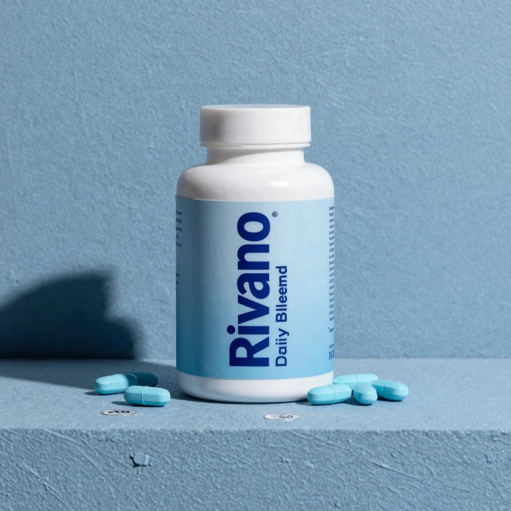 Rivano supplement bottle illustration with soft gradient packaging